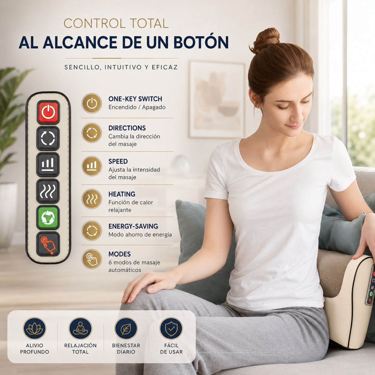 Almohada Masajeadora Eléctrica con Calor — Alivio Inmediato de Cuello, Hombros y Espalda