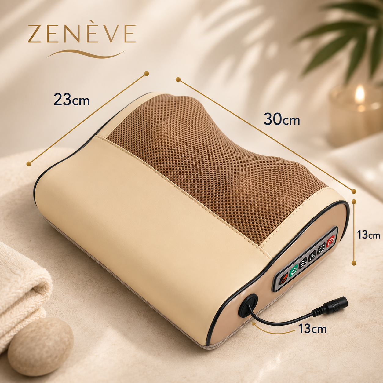 Almohada Masajeadora Eléctrica con Calor — Alivio Inmediato de Cuello, Hombros y Espalda